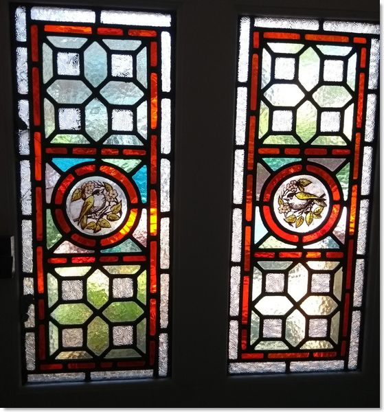 Long, tall stained glass panels